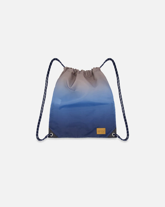 Drawstring Bag Blue And Beige Gradient