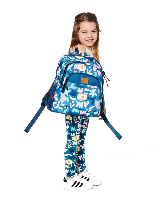 Little Kids Backpack Green Cat Print