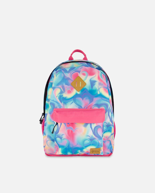 Kids Backpack Rainbow Heart Print