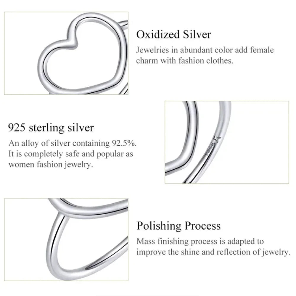 925 Sterling Silver Minimal Heart Band Ring