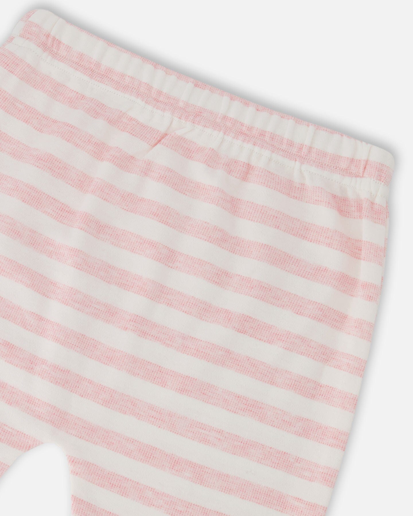 Cotton Jersey Top And Pants Set White And Pink Stripes