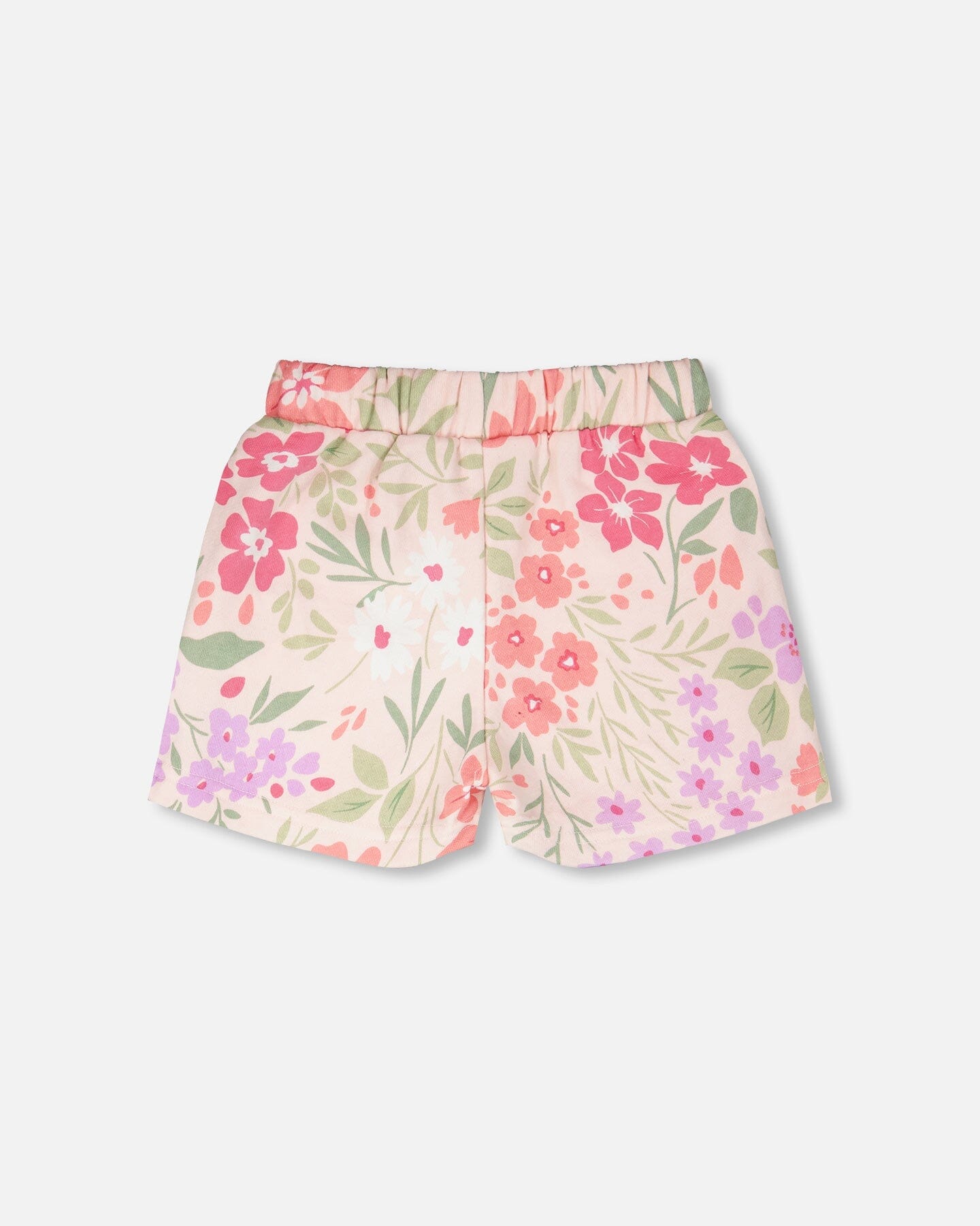 French Terry Shorts Pink Printed Flowers