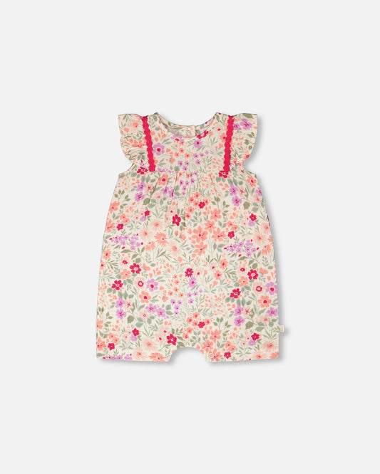 Romper Off White Printed Flowers