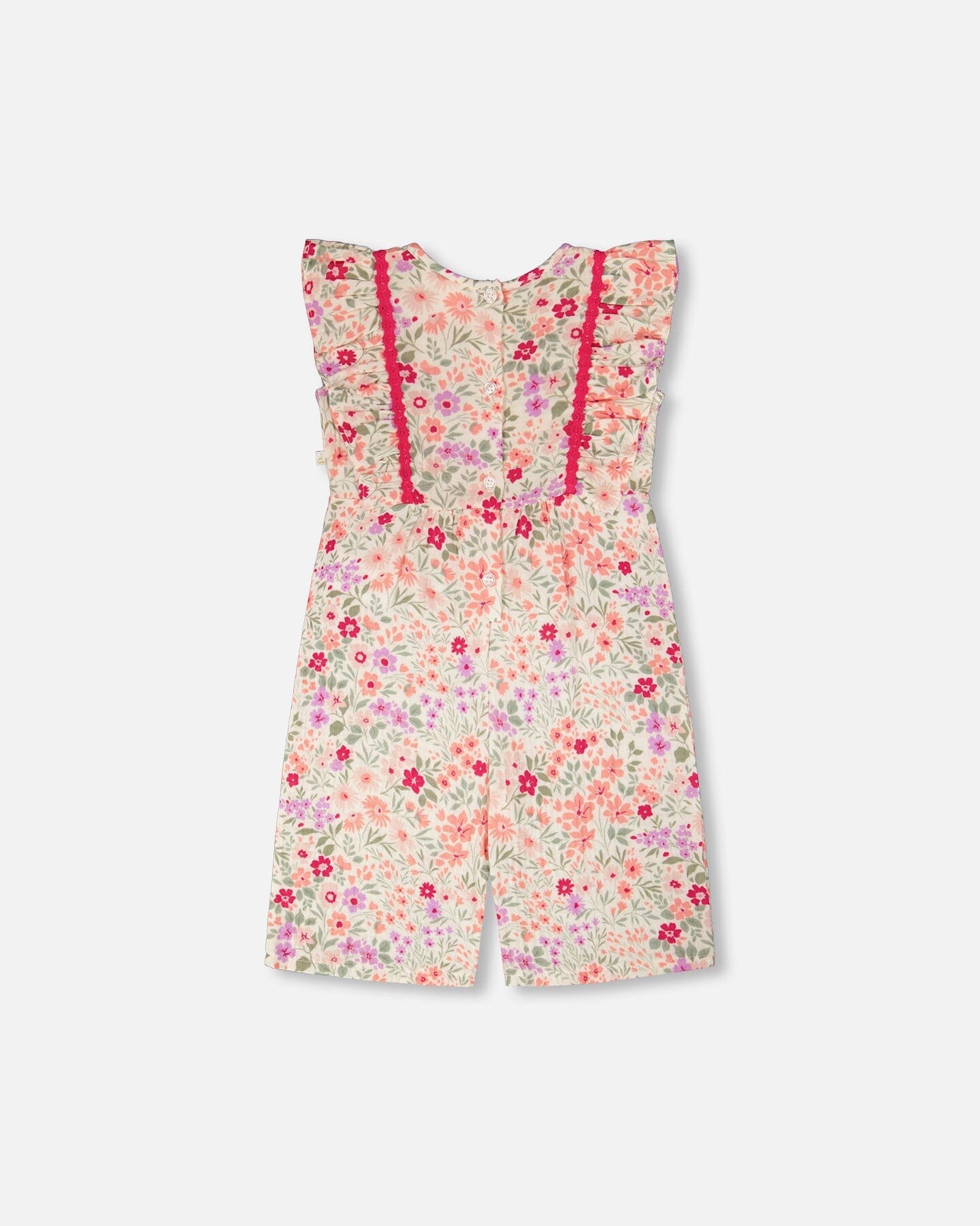 Muslin Jumpsuit Off White Printed Flowers