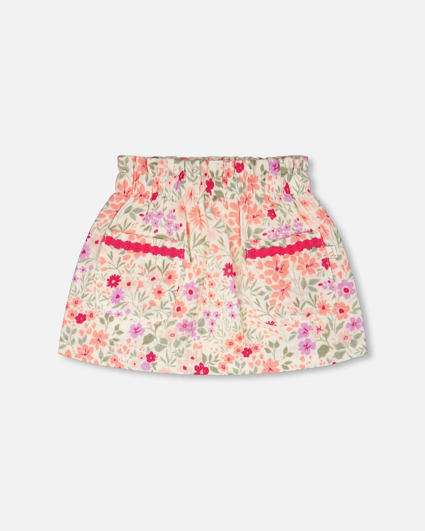 Muslin Skort Off White Printed Flowers