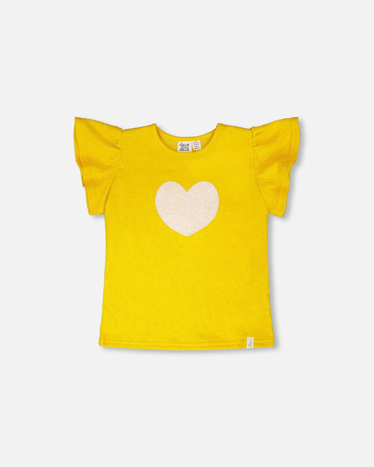 Crinkle Jersey Top Yellow