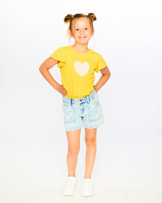 Crinkle Jersey Top Yellow