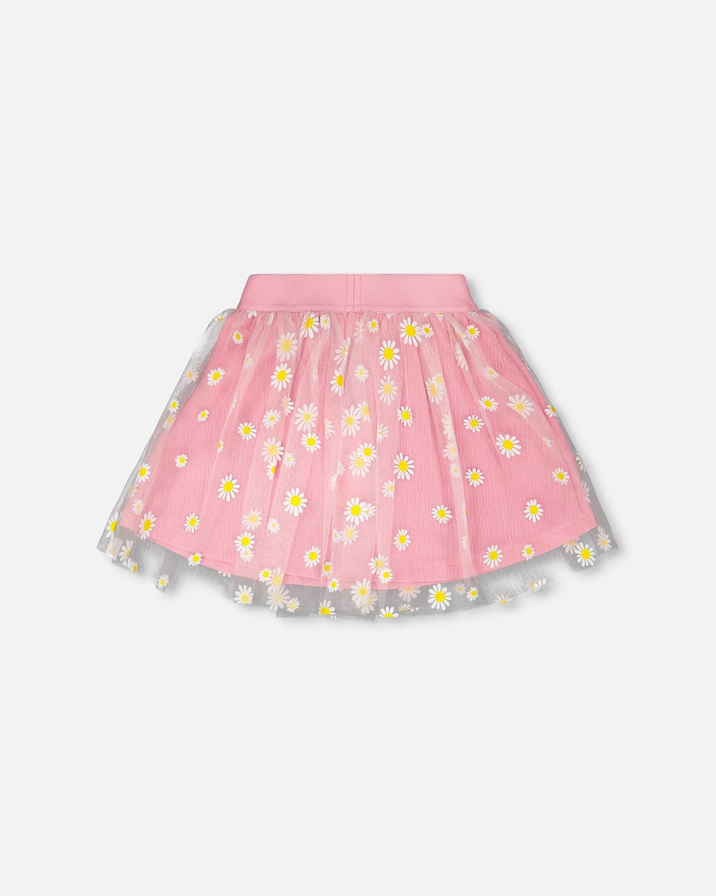 Mesh And Crinkle Jersey Skirt Pink