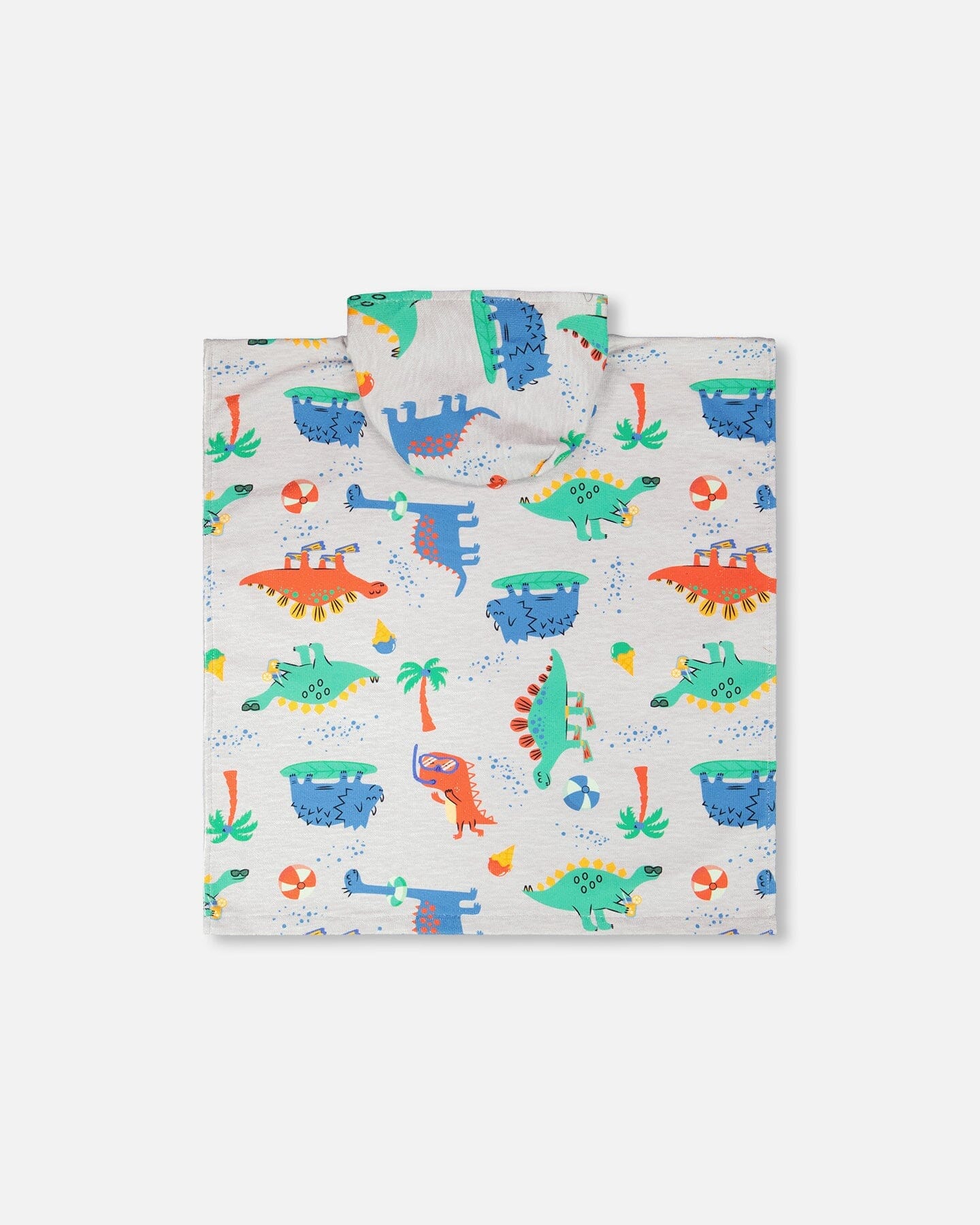 Hooded Beach Towel Grey Baby Dinosaur Print