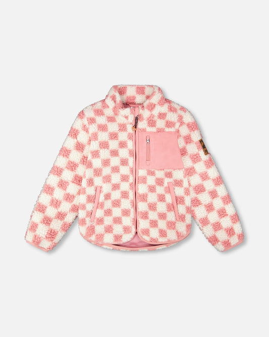 Sherpa Jacket Pink Checkerboard