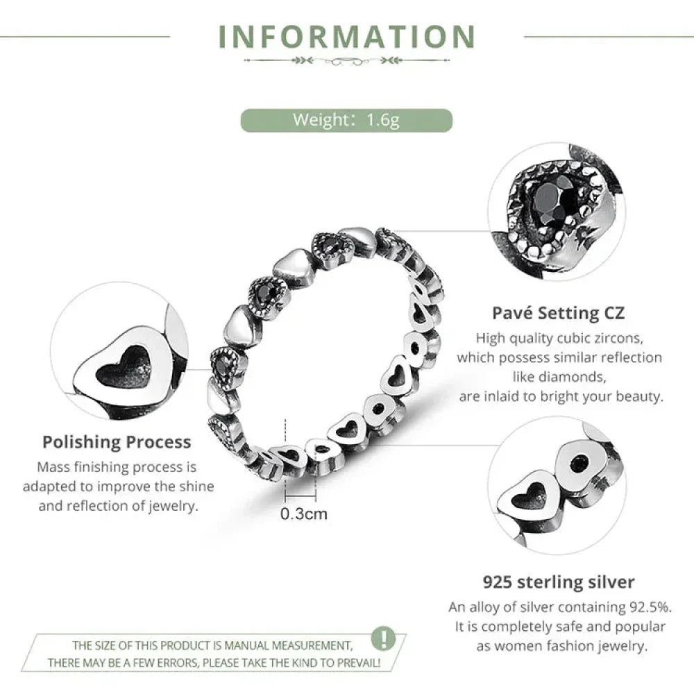 925 Sterling Silver Star & Heart Band Ring