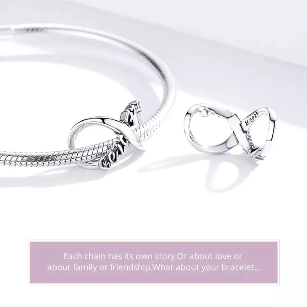 925 Sterling Silver Clear 5A Crystal Collection Family Heart X-Shape Charm Beads for Charm Bracelet & Necklace Pendant