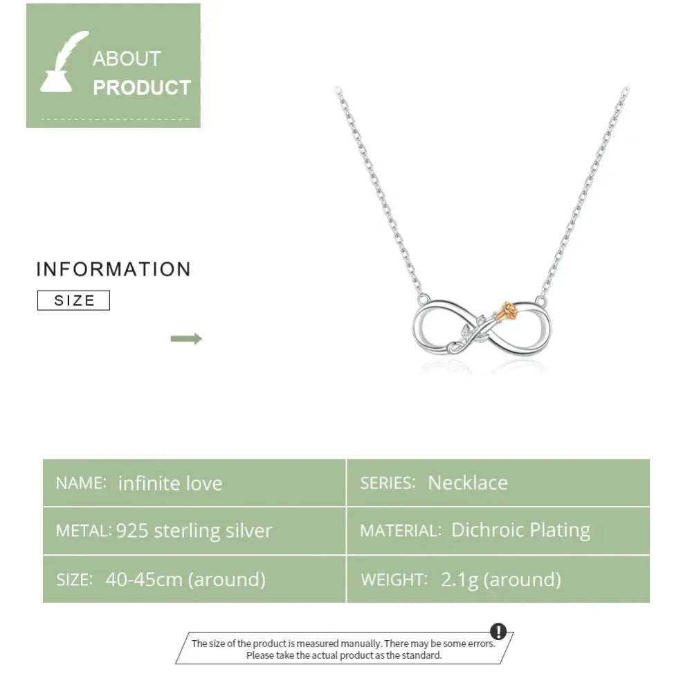 Delicate Rose: Sterling Silver Choker Necklace with Infinity Design