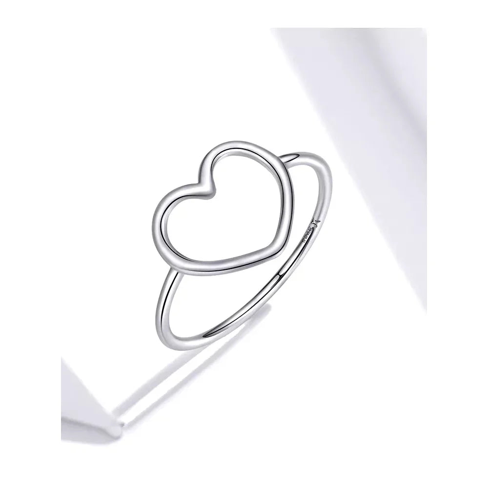 925 Sterling Silver Minimal Heart Band Ring