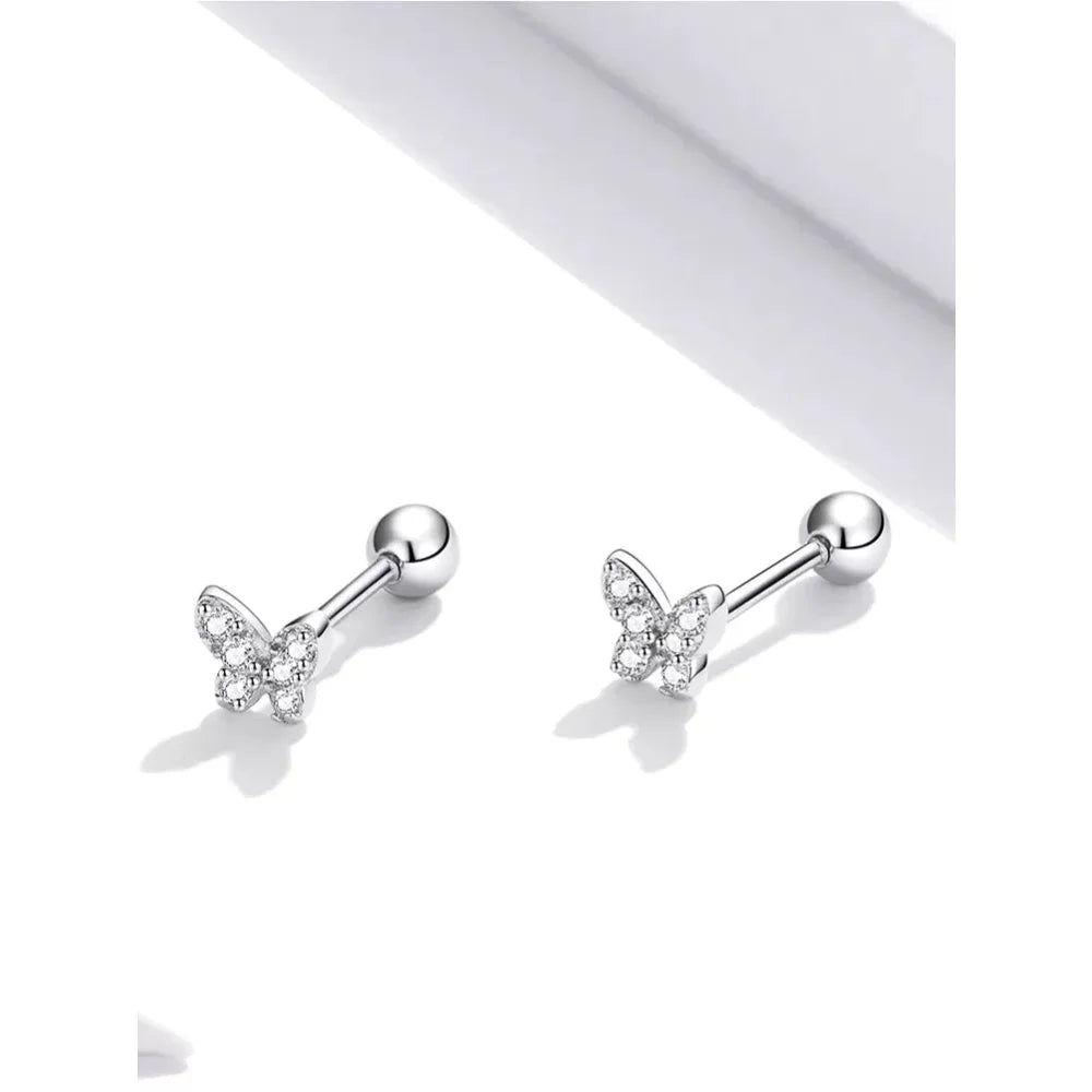 925 Sterling Silver Star And Butterfly Stud Earrings - Delicate And Fine Jewelry