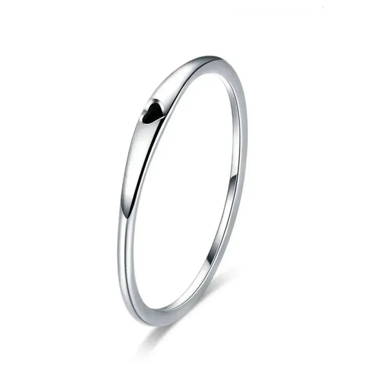 925 Sterling Silver Heart Wedding Band - Symbol Of Love, Stackable Promise Ring In 2 Colors (Size 5-10)