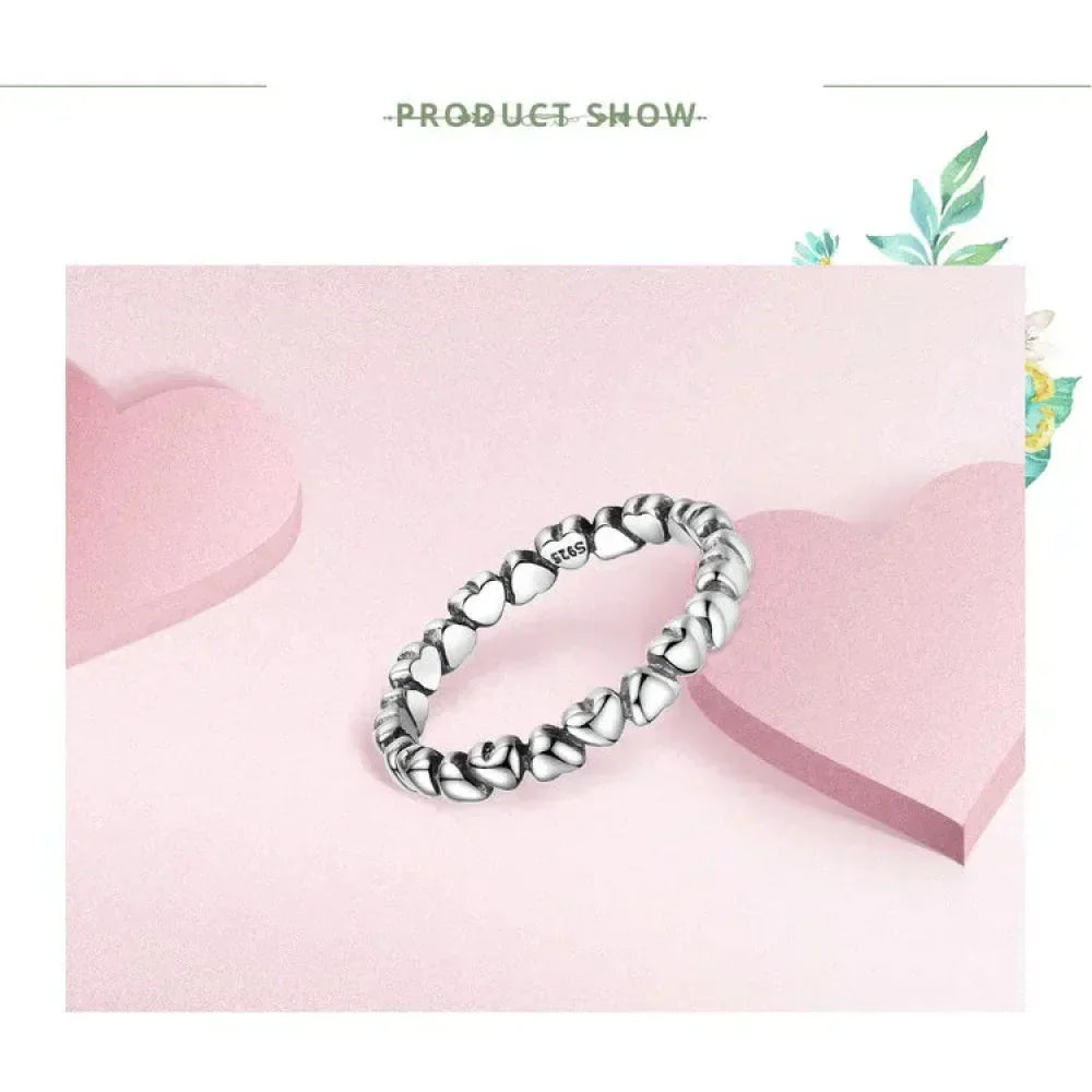 925 Sterling Silver Star & Heart Band Ring