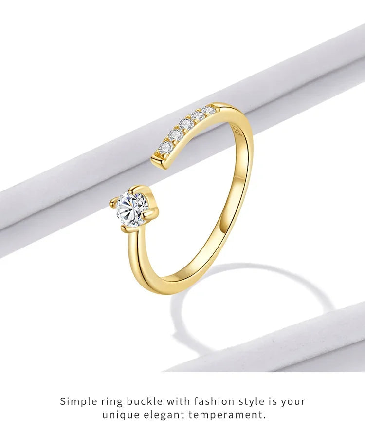 925 Sterling Silver Adjustable CZ Band Ring