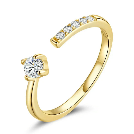 925 Sterling Silver Adjustable CZ Band Ring
