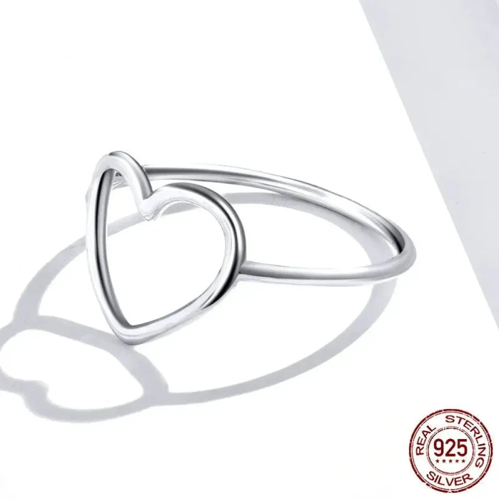 925 Sterling Silver Minimal Heart Band Ring