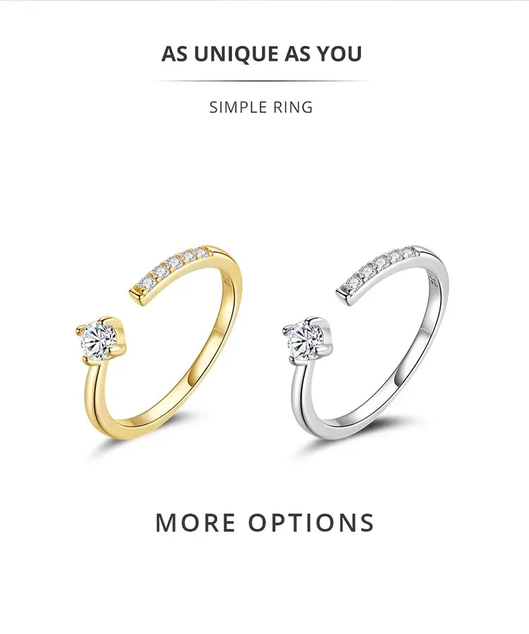 925 Sterling Silver Adjustable CZ Band Ring