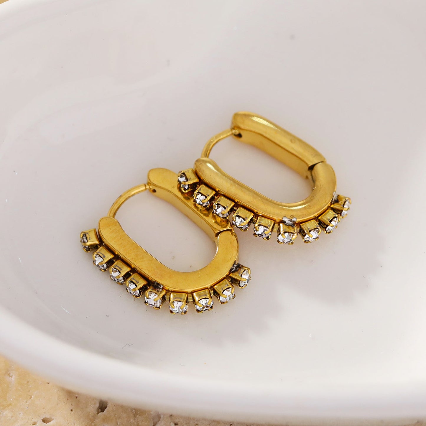 HARMONIA: Cylinder Shaped Hoop Earrings Embedded with Zirconia Beads