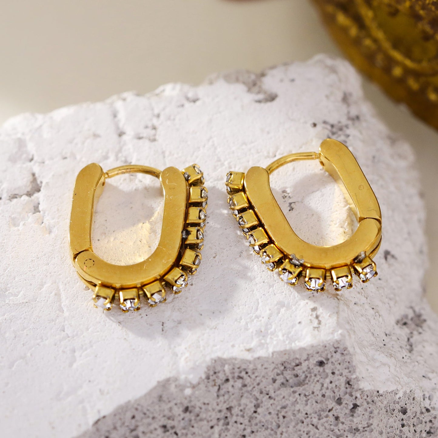 HARMONIA: Cylinder Shaped Hoop Earrings Embedded with Zirconia Beads