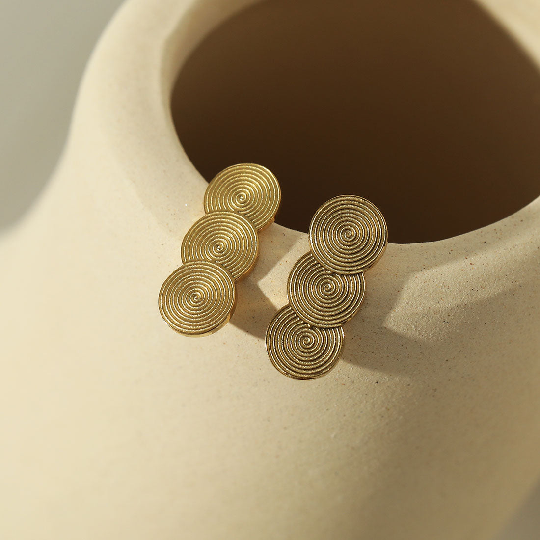 HAZEL: Trio of Discs Stud Earrings