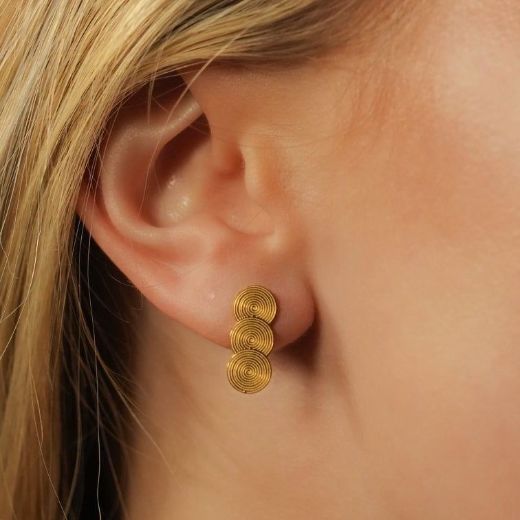 HAZEL: Trio of Discs Stud Earrings