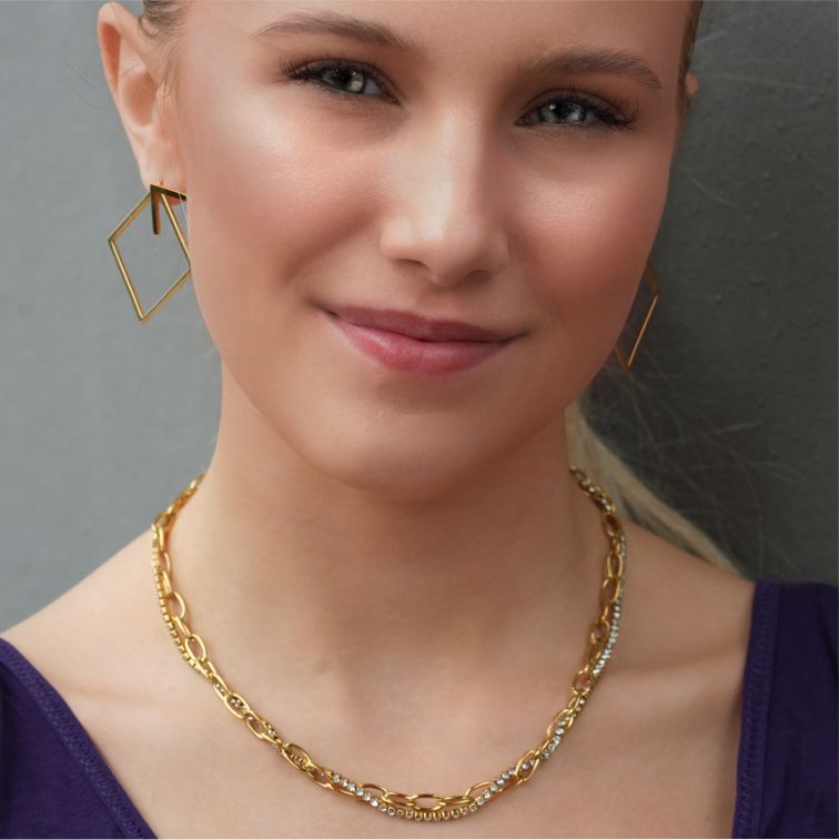 HERMINE Inter Mingled Zirconia Tennis & Paper Clip Layered Necklace