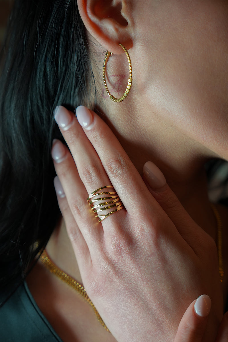 HOSHIKA: Variable Textured Beaded Hoop Earrings