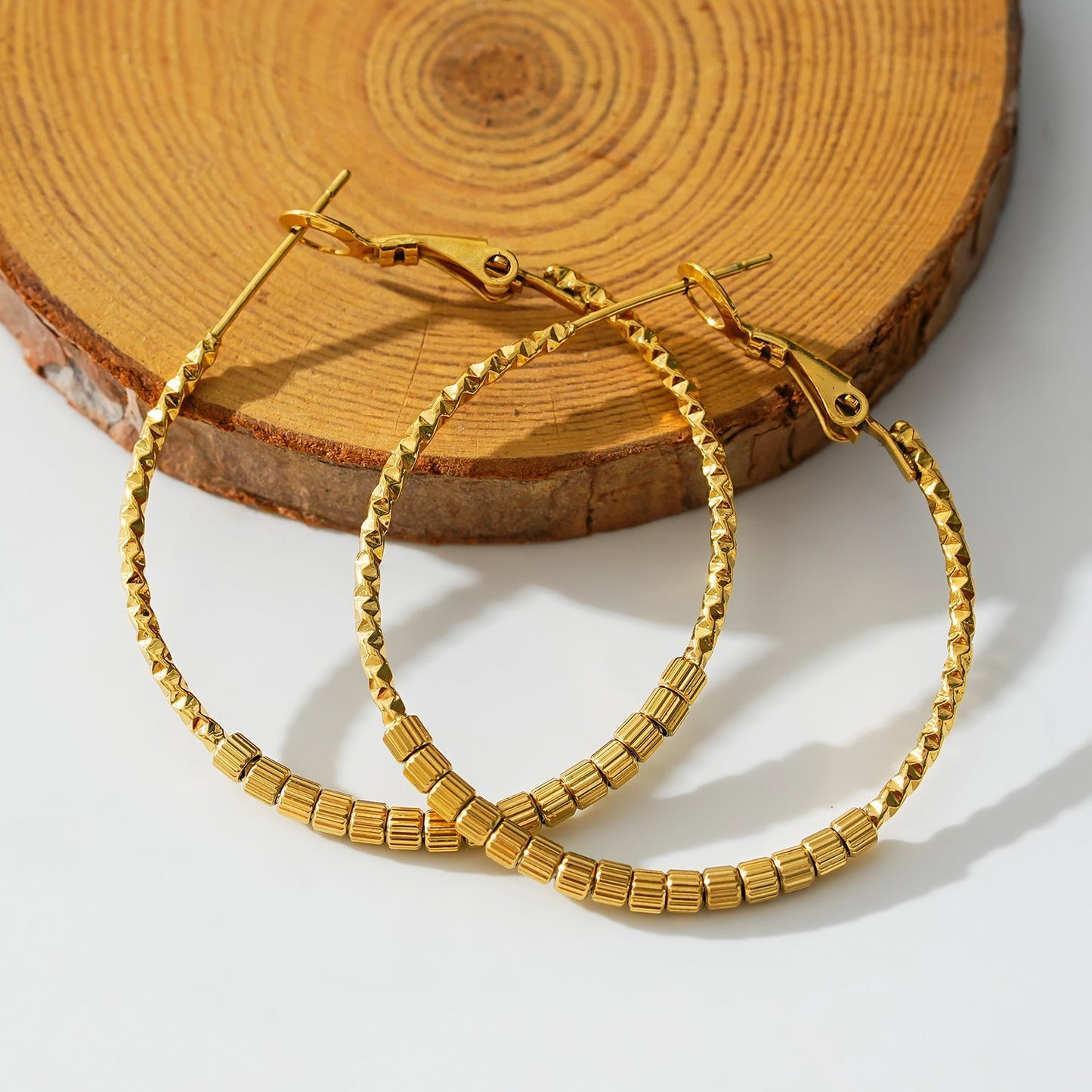 HOSHIKA: Variable Textured Beaded Hoop Earrings
