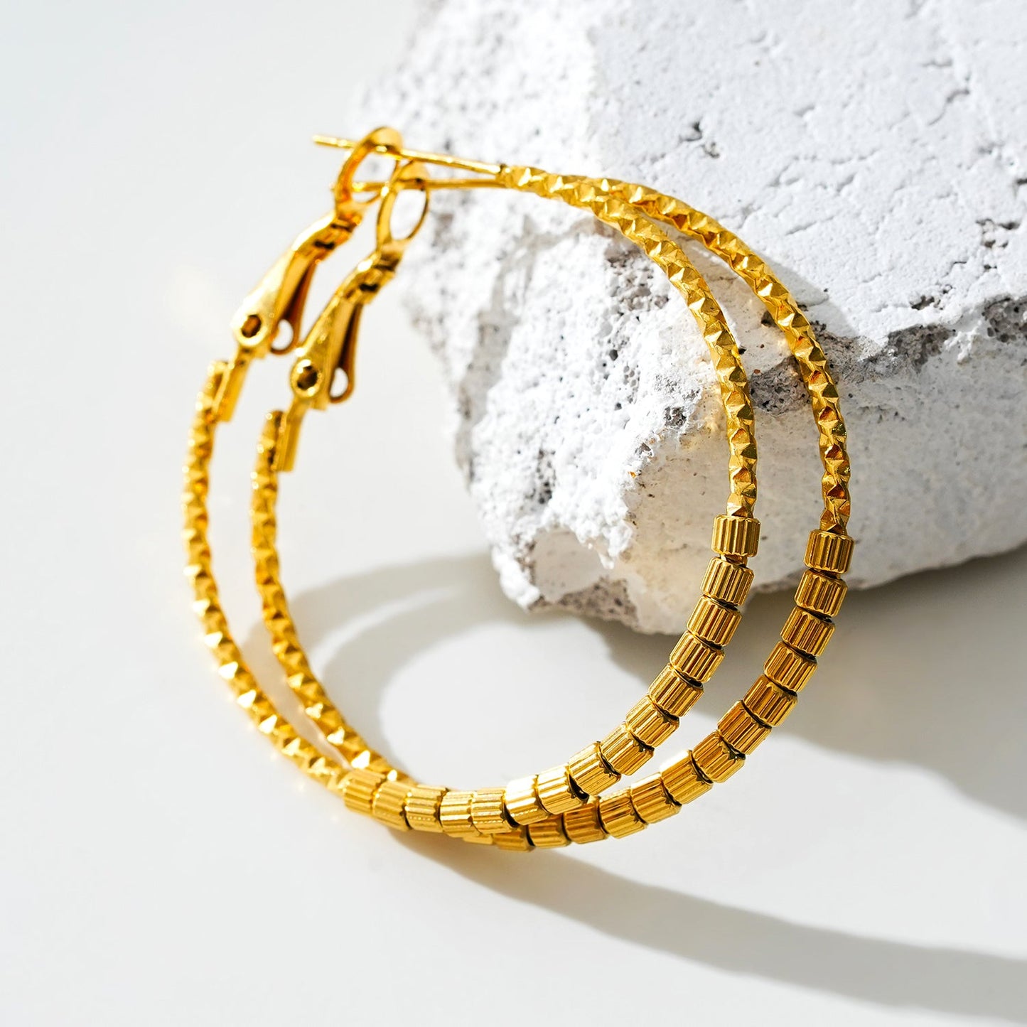 HOSHIKA: Variable Textured Beaded Hoop Earrings