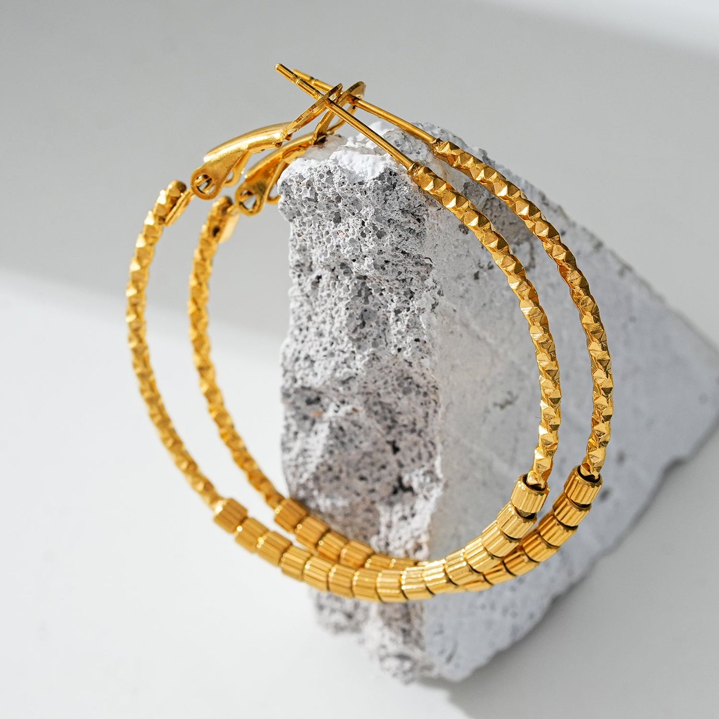 HOSHIKA: Variable Textured Beaded Hoop Earrings