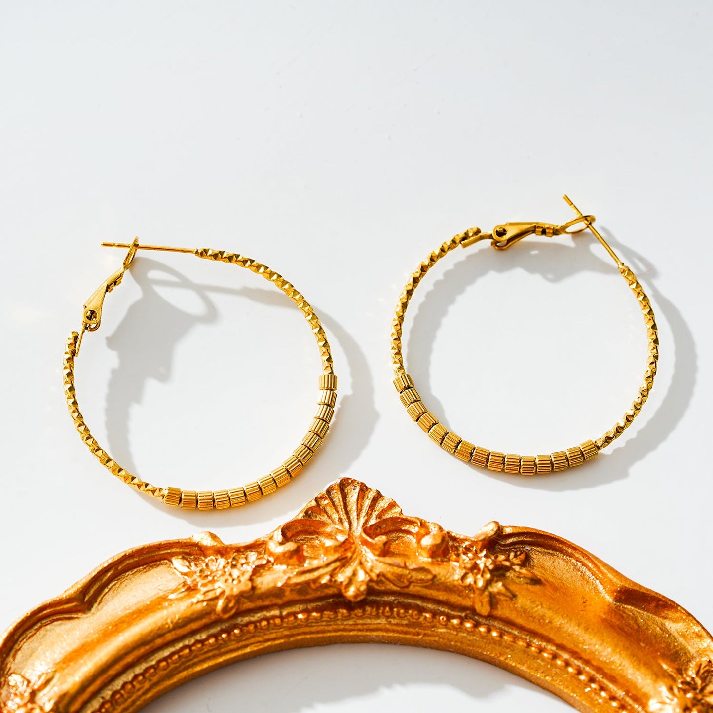 HOSHIKA: Variable Textured Beaded Hoop Earrings