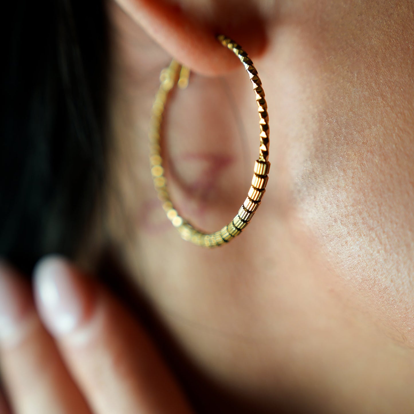 HOSHIKA: Variable Textured Beaded Hoop Earrings