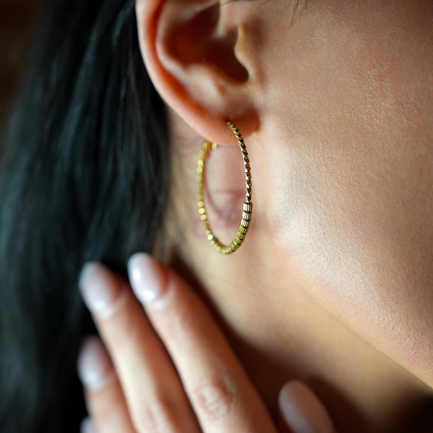 HOSHIKA: Variable Textured Beaded Hoop Earrings