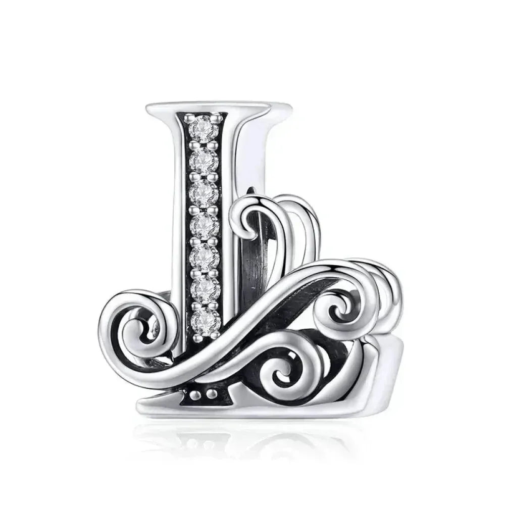 Chic 925 Sterling Silver Cz Alphabet Beads For Charm Bracelet - Vintage A To Z Letter Charms (Bsc030)