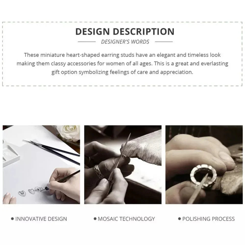 925 Sterling Silver Petite Plain Hearts Stud Earrings | Minimalist Fine jewelry