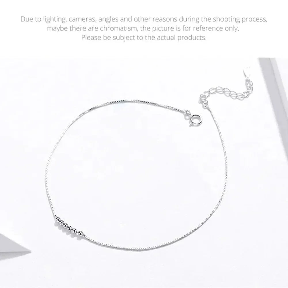 Simple Essential Bead Link Anklets - 925 Sterling Silver Bracelet For Foot Jewelry
