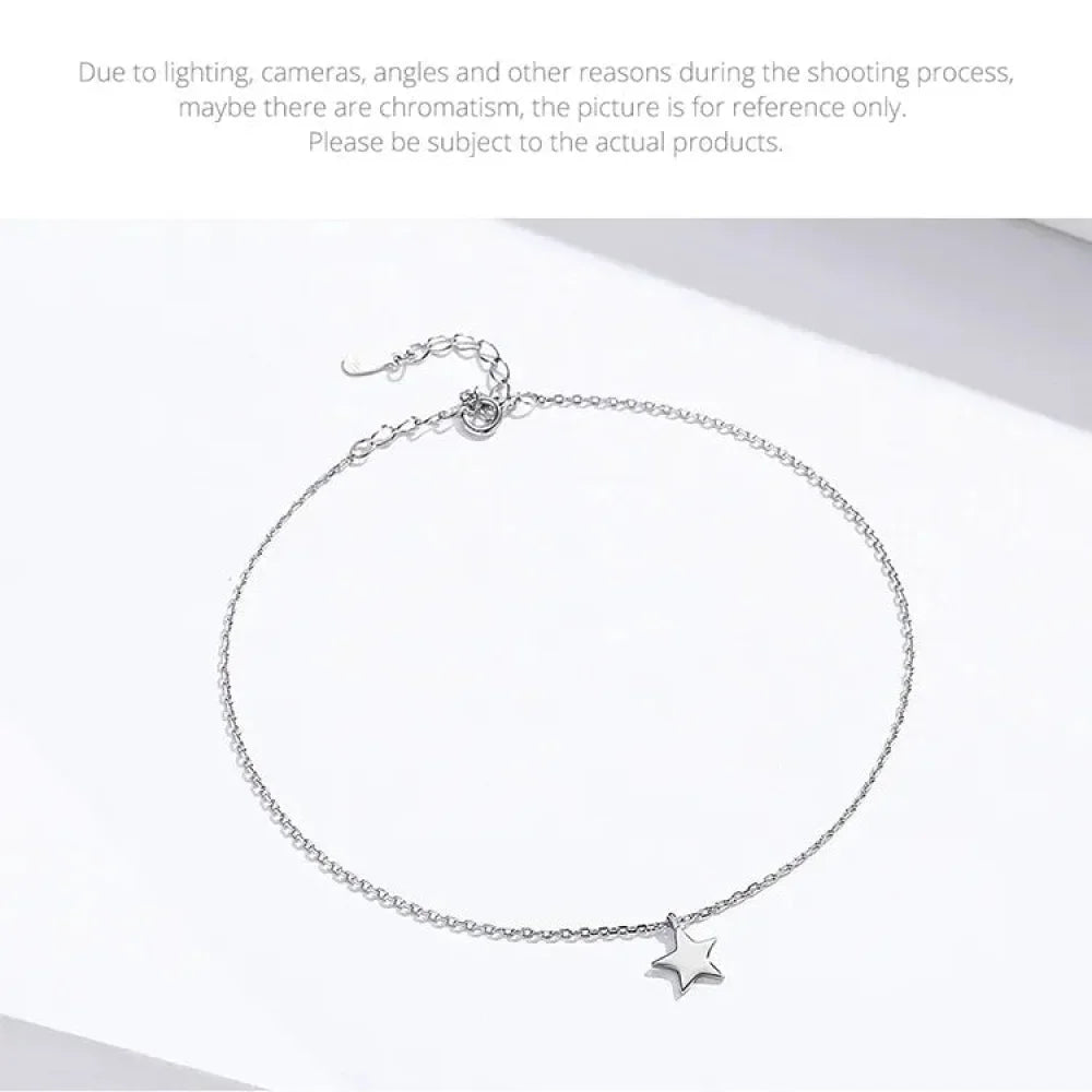 Simple Essential Bead Link Anklets - 925 Sterling Silver Bracelet For Foot Jewelry