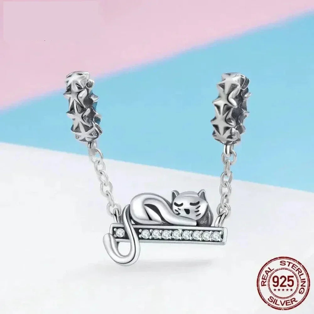 Purrfectly Celestial: Adorable Cat Star Charm (925 Silver)