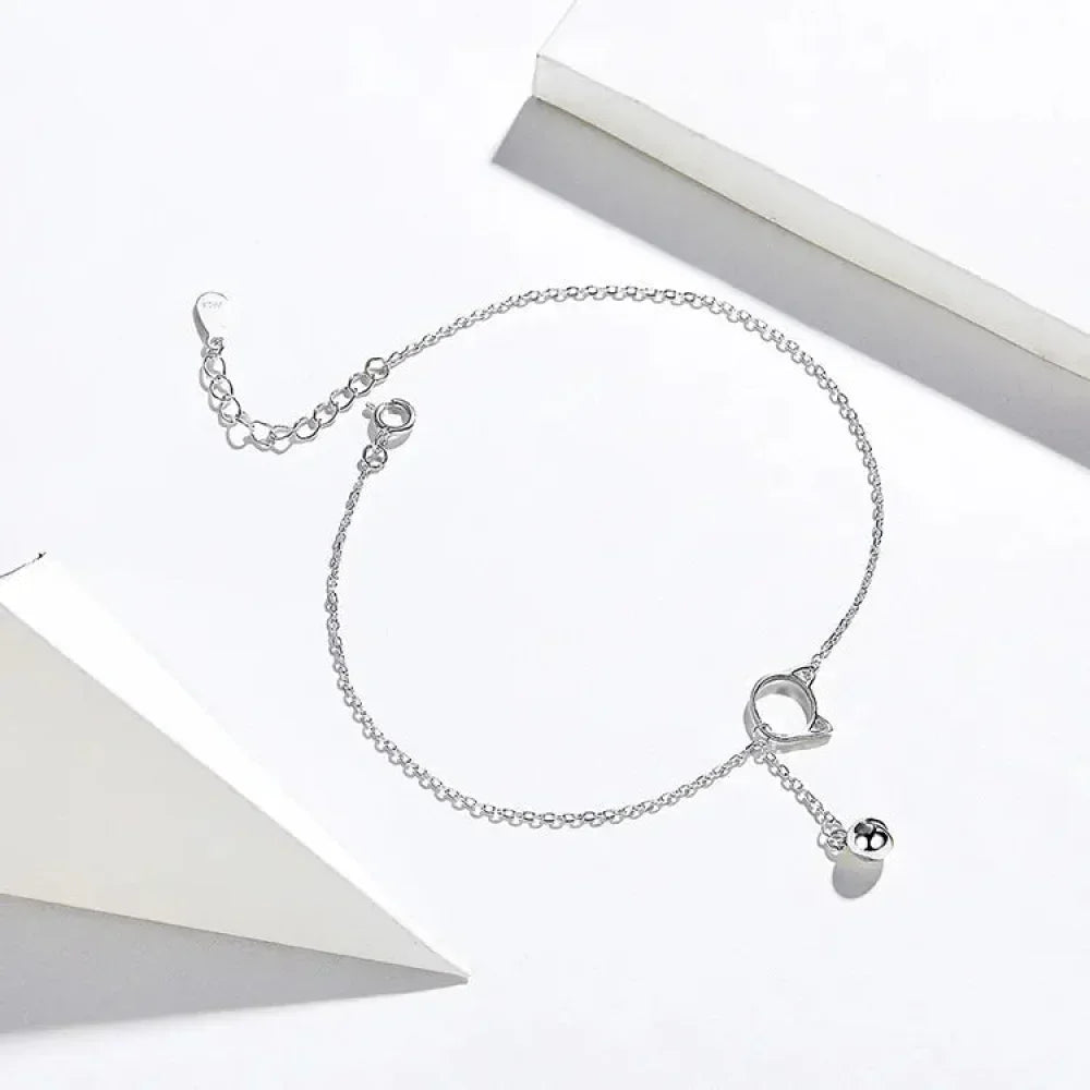 Simple Essential Bead Link Anklets - 925 Sterling Silver Bracelet For Foot Jewelry