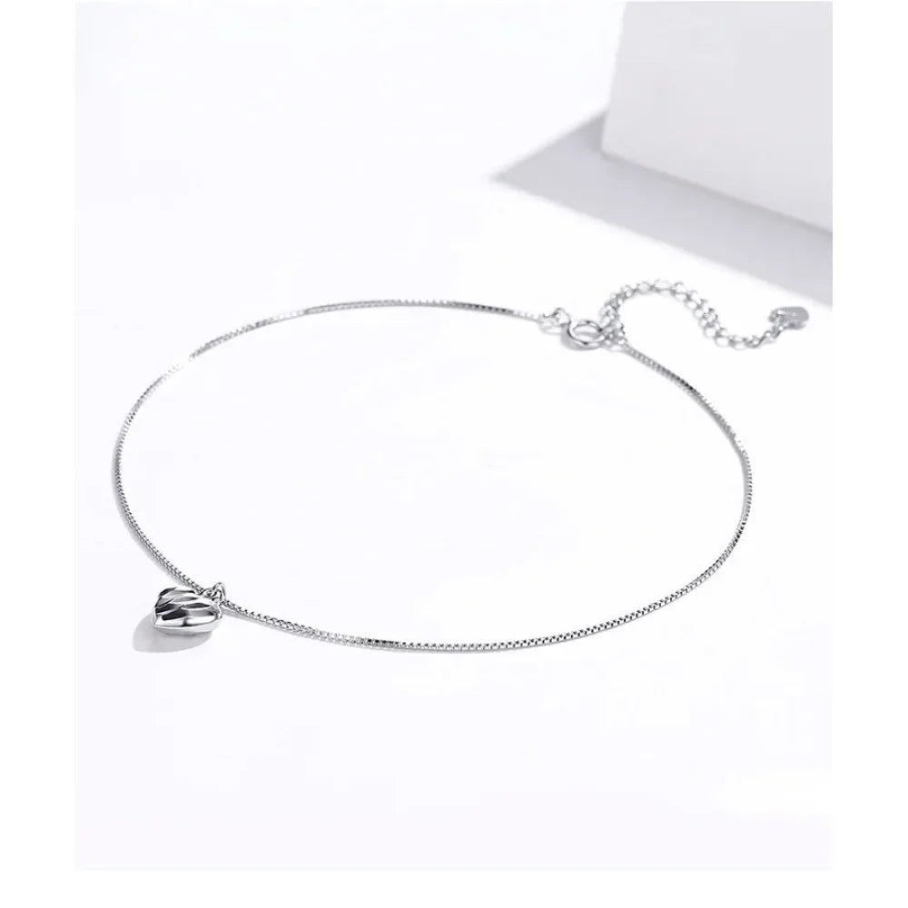 Simple Essential Bead Link Anklets - 925 Sterling Silver Bracelet For Foot Jewelry