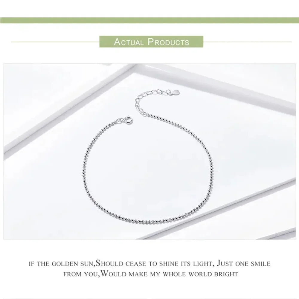 Simple Essential Bead Link Anklets - 925 Sterling Silver Bracelet For Foot Jewelry