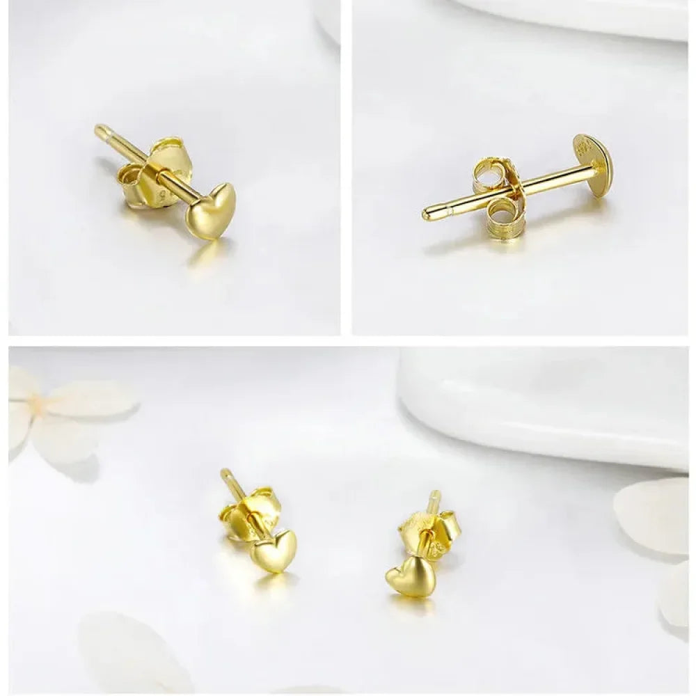 925 Sterling Silver Petite Plain Hearts Stud Earrings | Minimalist Fine jewelry