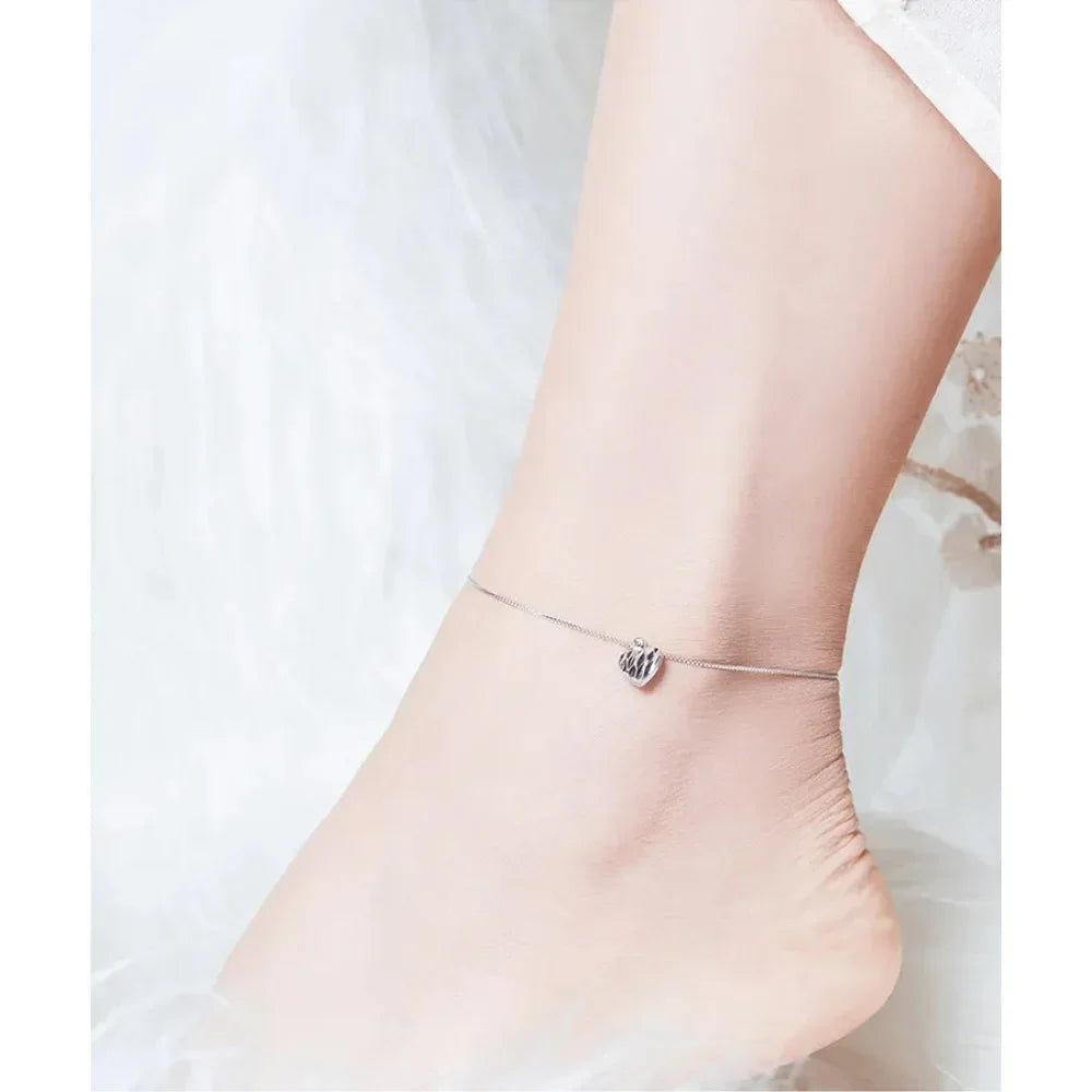 Simple Essential Bead Link Anklets - 925 Sterling Silver Bracelet For Foot Jewelry