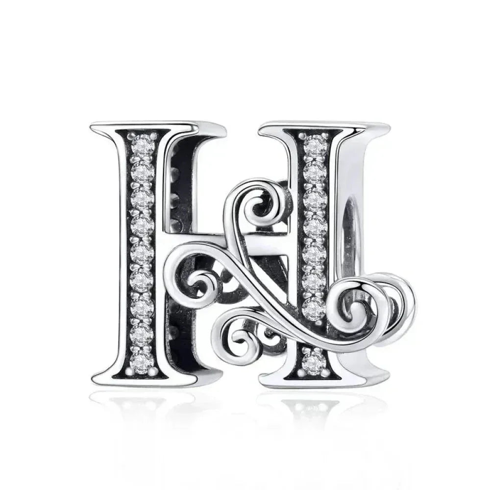 Chic 925 Sterling Silver Cz Alphabet Beads For Charm Bracelet - Vintage A To Z Letter Charms (Bsc030)