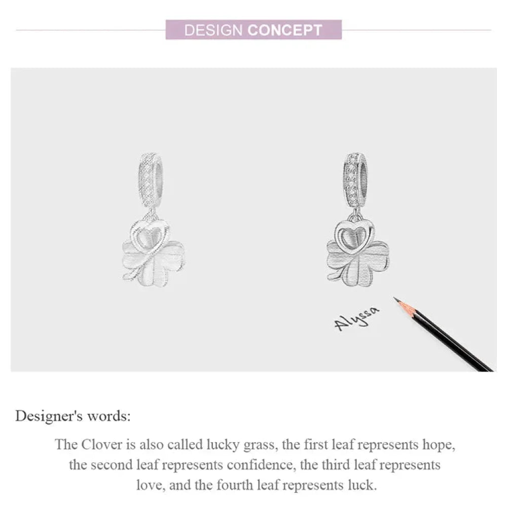 925 Sterling Silver Gardon Lucky Clover Charm - Scc1238