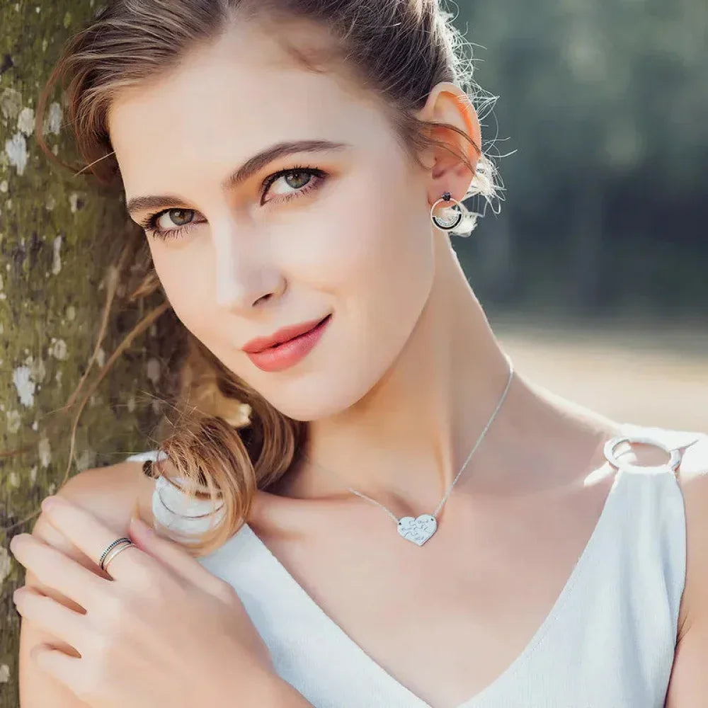 Breathtaking 925 Sterling Silver Double Circle Black Clear Cz Stackable Ring